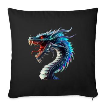 Dragon (02) - Sofa pillowcase 17,3'' x 17,3'' (45 x 45 cm) - black - Front