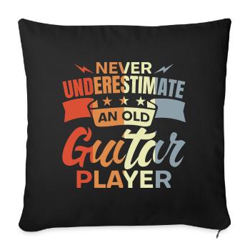 Ne sous-estimez jamais un vieux guitariste - Housse de coussin décorative 45 x 45 cm - noir - Devant