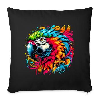 Perroquet - Housse de coussin décorative 45 x 45 cm - noir - Devant