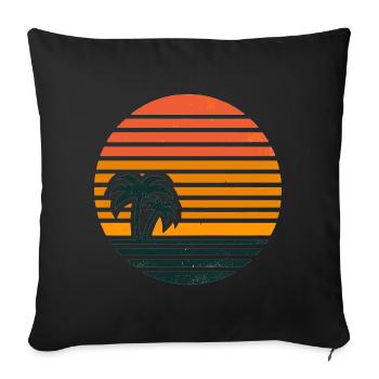Coucher de soleil avec les palmiers - Housse de coussin décorative 45 x 45 cm - noir - Devant