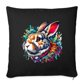 Rabbit - Sofa pillowcase 17,3'' x 17,3'' (45 x 45 cm) - black - Front