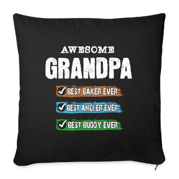 Grandpa Best Angler Baker Buddy Buddy - Sofa pillowcase 17,3'' x 17,3'' (45 x 45 cm) - black - Front