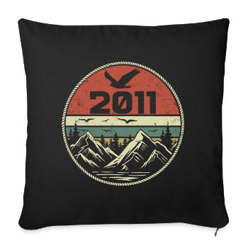 Vintage 2011 Classique 2011 rétro 2011 Cadeau 2011 - Housse de coussin décorative 45 x 45 cm - noir - Devant