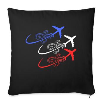 Patrouille de France avions bleu blanc rouge - Housse de coussin décorative 45 x 45 cm - noir - Devant