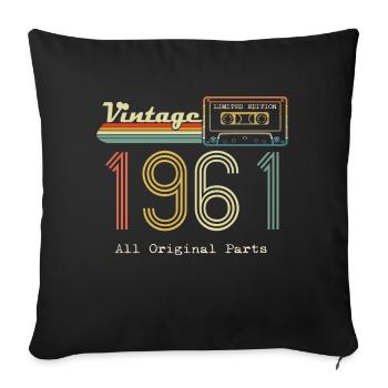 1961 Original 1961 Vintage Vintage rétro anniversa - Housse de coussin décorative 45 x 45 cm - noir - Devant