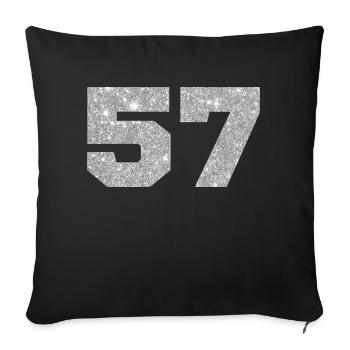 Number 57 Silver Glitter - 57th Anniversary - Sofa pillowcase 17,3'' x 17,3'' (45 x 45 cm) - black - Front