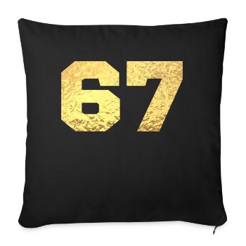 Nummer 67 Gold Glitter - 67. Jahrestag - Sofakissenbezug 45 x 45 cm - Schwarz - Vorne