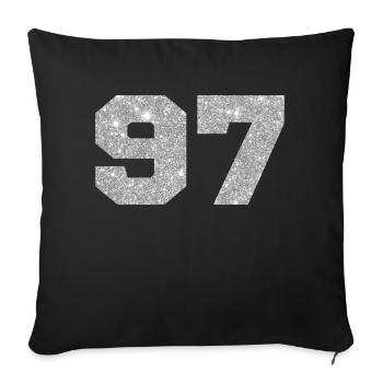 Number 97 Silver Glitter - 97th Anniversary - Sofa pillowcase 17,3'' x 17,3'' (45 x 45 cm) - black - Front