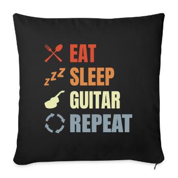 Eat Sleep Guitar Repeat - Sofa pillowcase 17,3'' x 17,3'' (45 x 45 cm) - black - Front