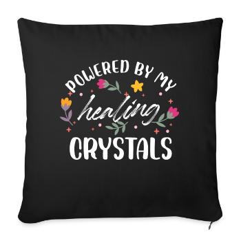 Powered By My Healing Crystals Lightworker Reiki - Sofa pillowcase 17,3'' x 17,3'' (45 x 45 cm) - black - Front