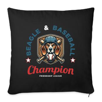 Fan of baseball, beagles and America - Sofa pillowcase 17,3'' x 17,3'' (45 x 45 cm) - black - Front