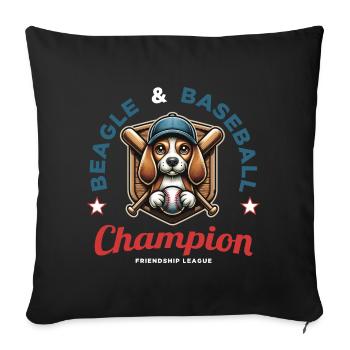 Fan of baseball, beagles and America - Sofa pillowcase 17,3'' x 17,3'' (45 x 45 cm) - black - Front