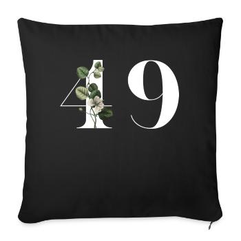 Number 49 Green Floral - 49th Floral Birthday - Sofa pillowcase 17,3'' x 17,3'' (45 x 45 cm) - black - Front
