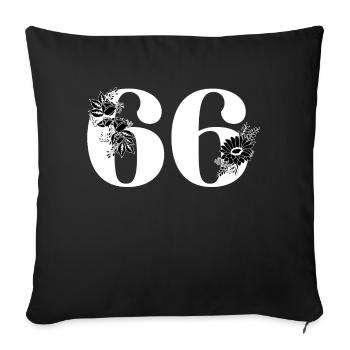 Schwarze Blumenzahl 66 - 66. Blumengeburtstag - Sofakissenbezug 45 x 45 cm - Schwarz - Vorne