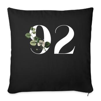 Number 92 Floral Green - 92nd Floral Birthday - Sofa pillowcase 17,3'' x 17,3'' (45 x 45 cm) - black - Front