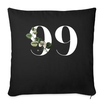 Number 99 Floral Green - 99th Floral Birthday - Sofa pillowcase 17,3'' x 17,3'' (45 x 45 cm) - black - Front