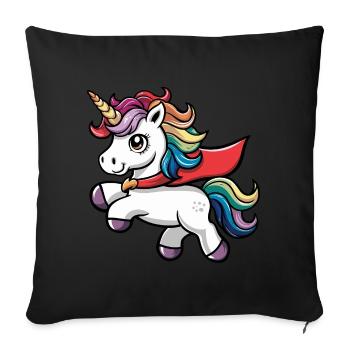 Lustiges Einhorn als Held für einen Superheld - Sofakissenbezug 45 x 45 cm - Schwarz - Vorne
