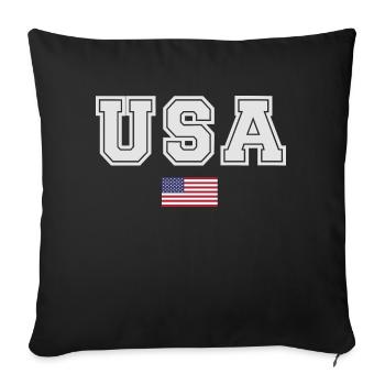 ÉQUIPE Bannière du drapeau américain des États-Unis en cours d’écriture - Housse de coussin décorative 45 x 45 cm - noir - Devant
