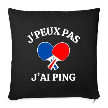 ping-pong, fan de ping-pong, ping - Housse de coussin décorative 45 x 45 cm - noir - Devant