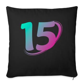 Number 15 multicolor - Sofa pillowcase 17,3'' x 17,3'' (45 x 45 cm) - black - Front