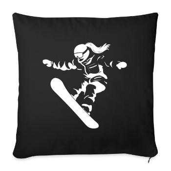 Female Snowboarder Drawing - Sofa pillowcase 17,3'' x 17,3'' (45 x 45 cm) - black - Front