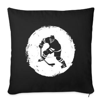 Dessin d’un joueur de hockey sur glace - Housse de coussin décorative 45 x 45 cm - noir - Devant