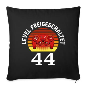 Niveau 44 Débloqué 44 Anniversaire 44 ans - Housse de coussin décorative 45 x 45 cm - noir - Devant