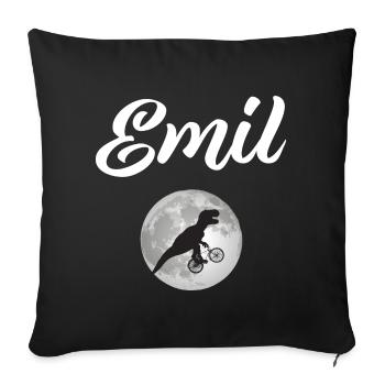 EMIL - Beautiful boy name with dinosaur - Sofa pillowcase 17,3'' x 17,3'' (45 x 45 cm) - black - Front