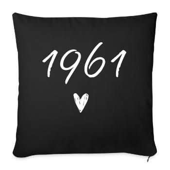 1961 coeur anniversaire - Housse de coussin décorative 45 x 45 cm - noir - Devant