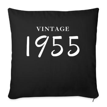 Jahrgang 1955 - Geschenkidee zum Geburtstag - Sofakissenbezug 45 x 45 cm - Schwarz - Vorne