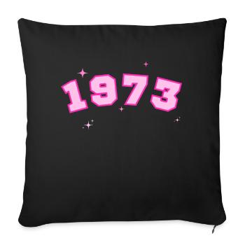 1973 rose étoile - Housse de coussin décorative 45 x 45 cm - noir - Devant