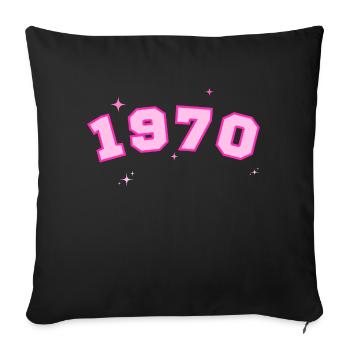 1970 rose étoile - Housse de coussin décorative 45 x 45 cm - noir - Devant