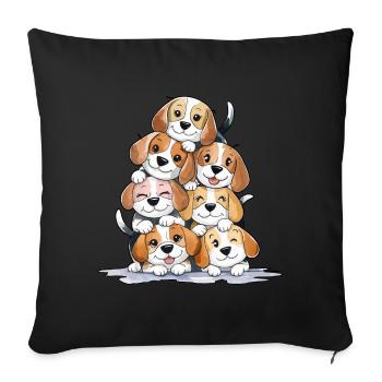 Cute Beagle Pyramid - Sofa pillowcase 17,3'' x 17,3'' (45 x 45 cm) - black - Front