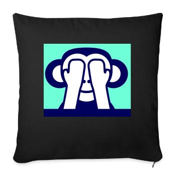 3 singes sages ne voient rien garde les yeux cachés - Housse de coussin décorative 45 x 45 cm - noir - Devant