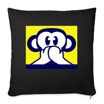 3 singes sages ne parlent rien Parler garde la bouche fermée - Housse de coussin décorative 45 x 45 cm - noir - Devant