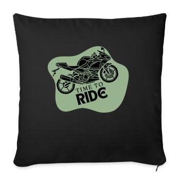 Motorrad - Time to Ride - Sofakissenbezug 45 x 45 cm - Schwarz - Vorne