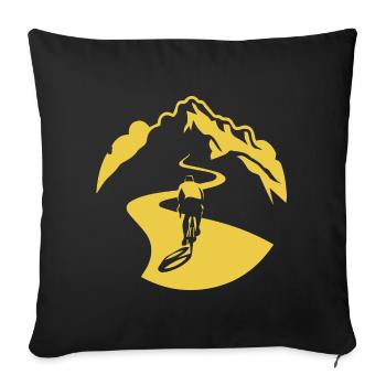 Cyclist on Mountain Road - Sofa pillowcase 17,3'' x 17,3'' (45 x 45 cm) - black - Front
