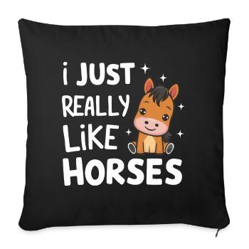 Horse Horse Riding Horse Riding Jumping - Sofa pillowcase 17,3'' x 17,3'' (45 x 45 cm) - black - Front