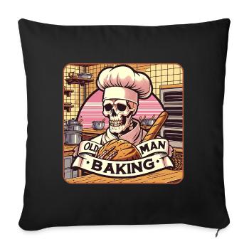 Old Man Baking Skull with Baker's Hat with Bread - Sofa pillowcase 17,3'' x 17,3'' (45 x 45 cm) - black - Front