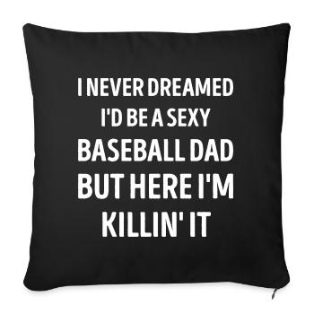 Baseball Papa Drôle Papa Blague - Housse de coussin décorative 45 x 45 cm - noir - Devant