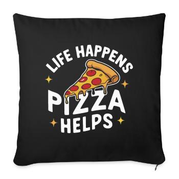Pizza Italie Restauration rapide - Housse de coussin décorative 45 x 45 cm - noir - Devant