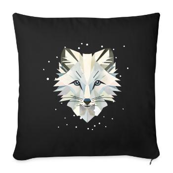 Zauberhaftes Polarfuchs-in geometrischer Eleganz - Sofakissenbezug 45 x 45 cm - Schwarz - Vorne