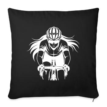 Female cyclist Drawing - Sofa pillowcase 17,3'' x 17,3'' (45 x 45 cm) - black - Front