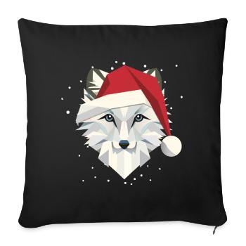 witziger Polarfuchs im festlichen Weihnachtsdesign - Sofakissenbezug 45 x 45 cm - Schwarz - Vorne