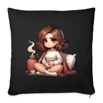 Cosy evening with hot water bottle and tea - Sofa pillowcase 17,3'' x 17,3'' (45 x 45 cm) - black - Front