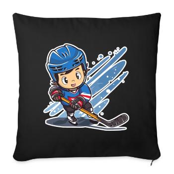 Eishockeyspieler Comic Look - Sofa pillowcase 17,3'' x 17,3'' (45 x 45 cm) - black - Front