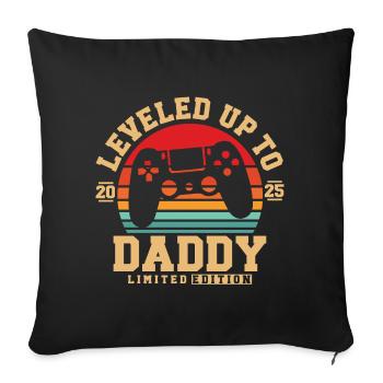 Promu papa en 2025 - Housse de coussin décorative 45 x 45 cm - noir - Devant
