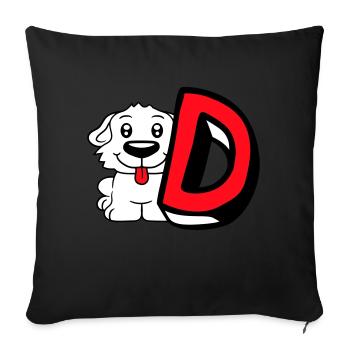 Chien D Lettre Chien Assis Petit Chien Mignon - Housse de coussin décorative 45 x 45 cm - noir - Devant
