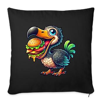 Whimsical Dodo Burger Cheeseburger Fast Food - Sofa pillowcase 17,3'' x 17,3'' (45 x 45 cm) - black - Front