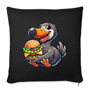 Whimsical Dodo Burger Fast Food Cheeseburger - Sofa pillowcase 17,3'' x 17,3'' (45 x 45 cm) - black - Front